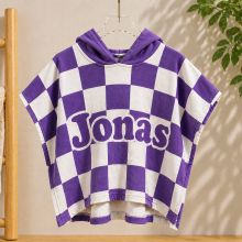 Mijn Hummeltje Personalized Hooded Towel – Zacht & Uniek – Gepersonaliseerde Kinder Badcape Paars / 50x50cm | Educatief Speelgoed