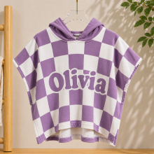 Mijn Hummeltje Personalized Hooded Towel – Zacht & Uniek – Gepersonaliseerde Kinder Badcape Paarse passie / 50x50cm | Educatief Speelgoed