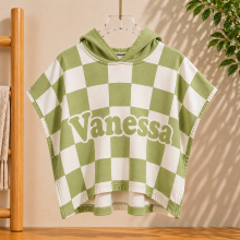 Mijn Hummeltje Personalized Hooded Towel – Zacht & Uniek – Gepersonaliseerde Kinder Badcape Pikant Groen / 60x80cm | Educatief Speelgoed