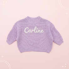 Mijn Hummeltje Personalized Baby Sweater – Uniek & Liefdevol – Geborduurde Gepersonaliseerde Baby Trui Paars / 50 (0–3 maanden) | Educatief Speelgoed
