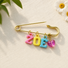 Mijn Hummeltje Personalized Charm Pin – Persoonlijk & Stijlvol – Naam Broche Roze hart | Educatief Speelgoed