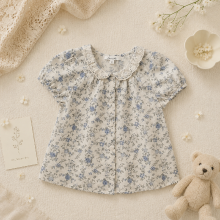 Mijn Hummeltje Vine Print Blouse – Licht & Schattig – Kinder Blouse met pofmouwtjes 90 (18–24 maanden) | Educatief Speelgoed