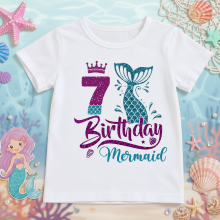 Mijn Hummeltje Birthday Graphic Tee – Schattig & Luchtig – Verjaardag Kinder T shirt Zeemeermin / 7 jaar (maat 140) | Educatief Speelgoed