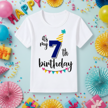 Mijn Hummeltje Birthday Graphic Tee – Schattig & Luchtig – Verjaardag Kinder T shirt Blauw / 7 jaar (maat 140) | Educatief Speelgoed