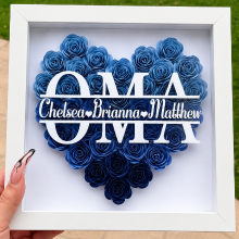 Mijn Hummeltje Personalized Rose Shadow Box – Uniek Moederdagcadeau – Gepersonaliseerde Rozen Schaduwdoos Oma / Blauw / 20x20 cm | Educatief Speelgoed