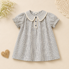 Mijn Hummeltje Short Sleeve Embroidery Dress – Elegant & Comfort – Boutique Meisjesjurk Geruit / 120 (5–6 jaar) | Educatief Speelgoed