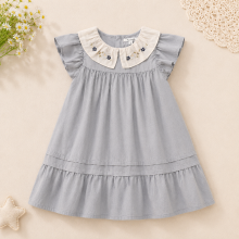 Mijn Hummeltje Short Sleeve Embroidery Dress – Elegant & Comfort – Boutique Meisjesjurk Grijs / 150 (9–10 jaar) | Educatief Speelgoed