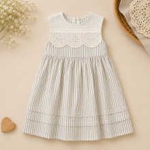 Mijn Hummeltje Lace Stitching Dress – Elegant & Comfort – Kant & Stiksels Zachte streep Belle / 150 (9–10 jaar) | Educatief Speelgoed