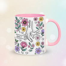 Mijn Hummeltje Personalized Kids Name Mug – Uniek moederdagcadeau  – Gepersonaliseerde mok Roze / Moeder + 2 Kinderen | Educatief Speelgoed