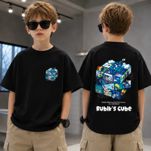 Mijn Hummeltje CubePlay – Zacht & Modieus – Rubik’s Cube T shirt Zwart / 160 (11–12 jaar) | Educatief Speelgoed