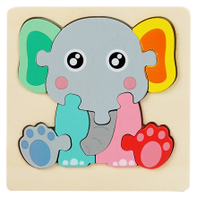 Mijn Hummeltje 3D Wooden Puzzle™   Speels Dierenavontuur   Legpuzzel Olifant | Educatief Speelgoed