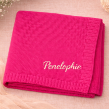 Mijn Hummeltje Personalized Baby Blanket – Zacht & Uniek – Katoenen Gepersonaliseerd Geborduurde Deken Rozerood / Wit | Educatief Speelgoed