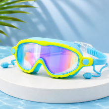 Mijn Hummeltje AquaVision – Verstelbare anticondens  en UV bescherming – Siliconen zwembril met oordoppen Gegalvaniseerd Geel Bauw | Educatief Speelgoed