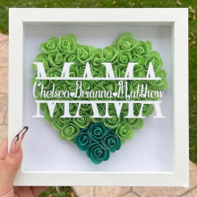 Mijn Hummeltje Personalized Rose Shadow Box – Uniek Moederdagcadeau – Gepersonaliseerde Rozen Schaduwdoos Mama / Groen / 25x25 cm | Educatief Speelgoed