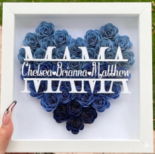 Mijn Hummeltje Personalized Rose Shadow Box – Uniek Moederdagcadeau – Gepersonaliseerde Rozen Schaduwdoos Mama / Blauw / 25x25 cm | Educatief Speelgoed