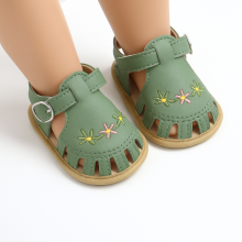 Mijn Hummeltje TinyPetals – Comfort & Stijl – Baby Sandalen met Bloemenborduursel Groen / 12 (6 12 Maanden) | Educatief Speelgoed