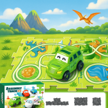 Mijn Hummeltje Car Track™   Bouw, speel en ontdek   Speelgoedautoset Groene SUV / 15 delige | Educatief Speelgoed