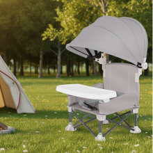Mijn Hummeltje Toddler Camping Chair™   Comfortabel kamperen voor kinderen   Kampeerstoel Grijs met zonneklep | Educatief Speelgoed