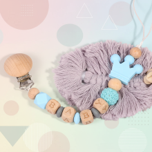 Mijn Hummeltje Personalized Pacifier Chain – Veilig & Stijlvol   Gepersonaliseerde fopspeenketting Lichtblauw | Educatief Speelgoed