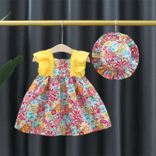 Mijn Hummeltje Mini Fashion™   Schattig Bloemen Ontwerp   Meiden Jurk met hoed Geel / 4 | Educatief Speelgoed