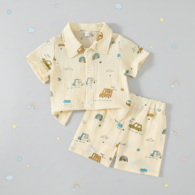 Mijn Hummeltje Dinosaur & Car Print Outfit – Stoer & Speels – Zomer Kleding Set Auto's / 80 (9–12 maanden) | Educatief Speelgoed
