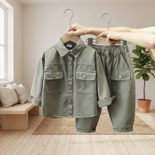 Mijn Hummeltje LittleExplorer – Comfortabel & Stoer – Kinderbroek & Overhemd Set Groen / 130 (6–7 jaar) | Educatief Speelgoed