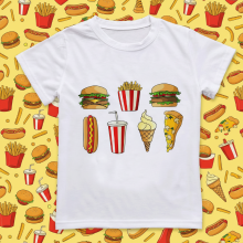 Mijn Hummeltje Boys & Girls Summer Tee – Comfort & Speels – Leuke Print Kinder T shirt Fastfood / 130 (7–8 jaar) | Educatief Speelgoed