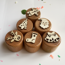 Mijn Hummeltje WoodStamp – Montessori & Creatief – 6 stuks Houten Kleistempels Kerstmis | Educatief Speelgoed