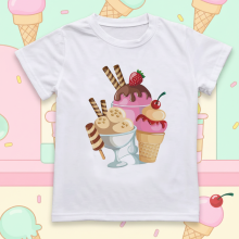 Mijn Hummeltje Boys & Girls Summer Tee – Comfort & Speels – Leuke Print Kinder T shirt Aardbeienijscoupe / 110 (5–6 jaar) | Educatief Speelgoed