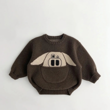 Mijn Hummeltje Mini Fashion™   Leuke Print met Buidel   Dieren Trui Bruin / 90 (2 jaar) | Educatief Speelgoed