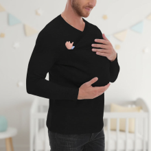 Mijn Hummeltje Kangaroo Pocket Shirt – Comfort & Handig – T shirt Babydrager voor mannen Zwart / 3XL (77 cm) | Educatief Speelgoed