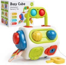 Mijn Hummeltje Montessori Busy Cube™ – Handig voor onderweg – Sensorische Kubus | Educatief Speelgoed