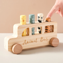 Mijn Hummeltje PressBus – Montessori & Leerzaam – Houten Druk Speelbus | Educatief Speelgoed