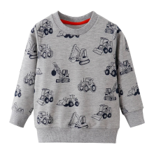 Mijn Hummeltje Mini Fashion™   Geweldige Printen   Sweater Grijs   Graafmachine / 140 (7 jaar) | Educatief Speelgoed