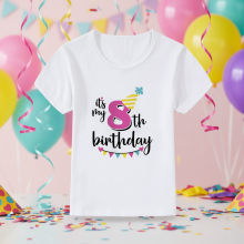 Mijn Hummeltje Birthday Graphic Tee – Schattig & Luchtig – Verjaardag Kinder T shirt Roze / 8 jaar (maat 150) | Educatief Speelgoed