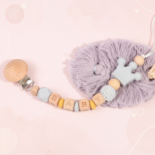 Mijn Hummeltje Personalized Pacifier Chain – Veilig & Stijlvol   Gepersonaliseerde fopspeenketting Lichtgrijs | Educatief Speelgoed