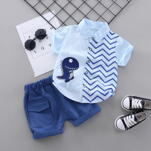 Mijn Hummeltje Mini Fashion™   Overhemd dino met broekje Blauw / 100 (3 jaar) | Educatief Speelgoed