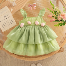 Mijn Hummeltje Tulip Mesh Dress – Elegant & Comfort – Kinder Jurk Groen / 110 (2–3 jaar) | Educatief Speelgoed