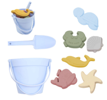 Mijn Hummeltje Silicone Beach Set™   Strandemmer Zandavontuur   Siliconen Strandset Blauw | Educatief Speelgoed