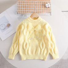 Mijn Hummeltje Mini Fashion™   Warm & Stijlvol   Meiden Trui met strik Geel / 130 (5 jaar) | Educatief Speelgoed
