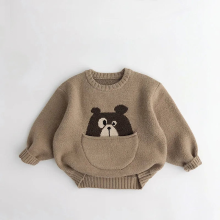 Mijn Hummeltje Mini Fashion™   Leuke Print met Buidel   Dieren Trui Khaki / 80 (1 jaar) | Educatief Speelgoed
