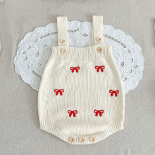 Mijn Hummeltje Mini Fashion™   Cute Look   Gebreide Kledingsets Wit Rood   Romper / 73 (6 maanden) | Educatief Speelgoed