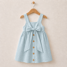 Mijn Hummeltje BloomGrace – Schattig & Comfortabel – Kinder Jurk met Strik & Verstelbare Schouderbanden Blauw / 140 (7–8 jaar) | Educatief Speelgoed