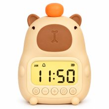 Mijn Hummeltje CappyClock – Schattig & Multifunctioneel – Digitale Kinderwekker met Nachtlampje Capibara | Educatief Speelgoed