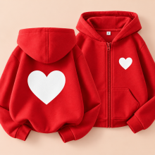Mijn Hummeltje LittleLove – Zacht & Lief – Kinder Hoodie met Hartjesprint Rood / 100 (3–4 jaar) | Educatief Speelgoed