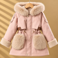 Mijn Hummeltje CozyParka – Warm & Zacht – Meisjes Winterjas met Pluche Kraag Roze / 120 (5–6 jaar) | Educatief Speelgoed