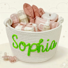 Mijn Hummeltje CuddleBasket – Schattig & Persoonlijk – Gepersonaliseerde Luiermand S (21x18cm) / Fluoriserend groen | Educatief Speelgoed