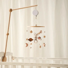 Mijn Hummeltje LittleNest – Natuurlijke Rust – Houten Babymobiel Konijn + Ophangarm | Educatief Speelgoed