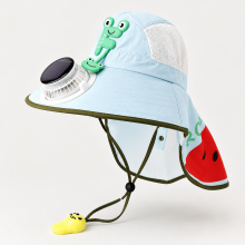 Mijn Hummeltje HappyShade – Zonbescherming & Koeling – Kinder Zomer Hoed met Ventilator Lichtblauw | Educatief Speelgoed