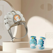 Mijn Hummeltje MiniShield – Licht & Ademend – Hoofdbeschermer voor Kinderen Leeuw / Lichtblauw + 2x kniestukken | Educatief Speelgoed